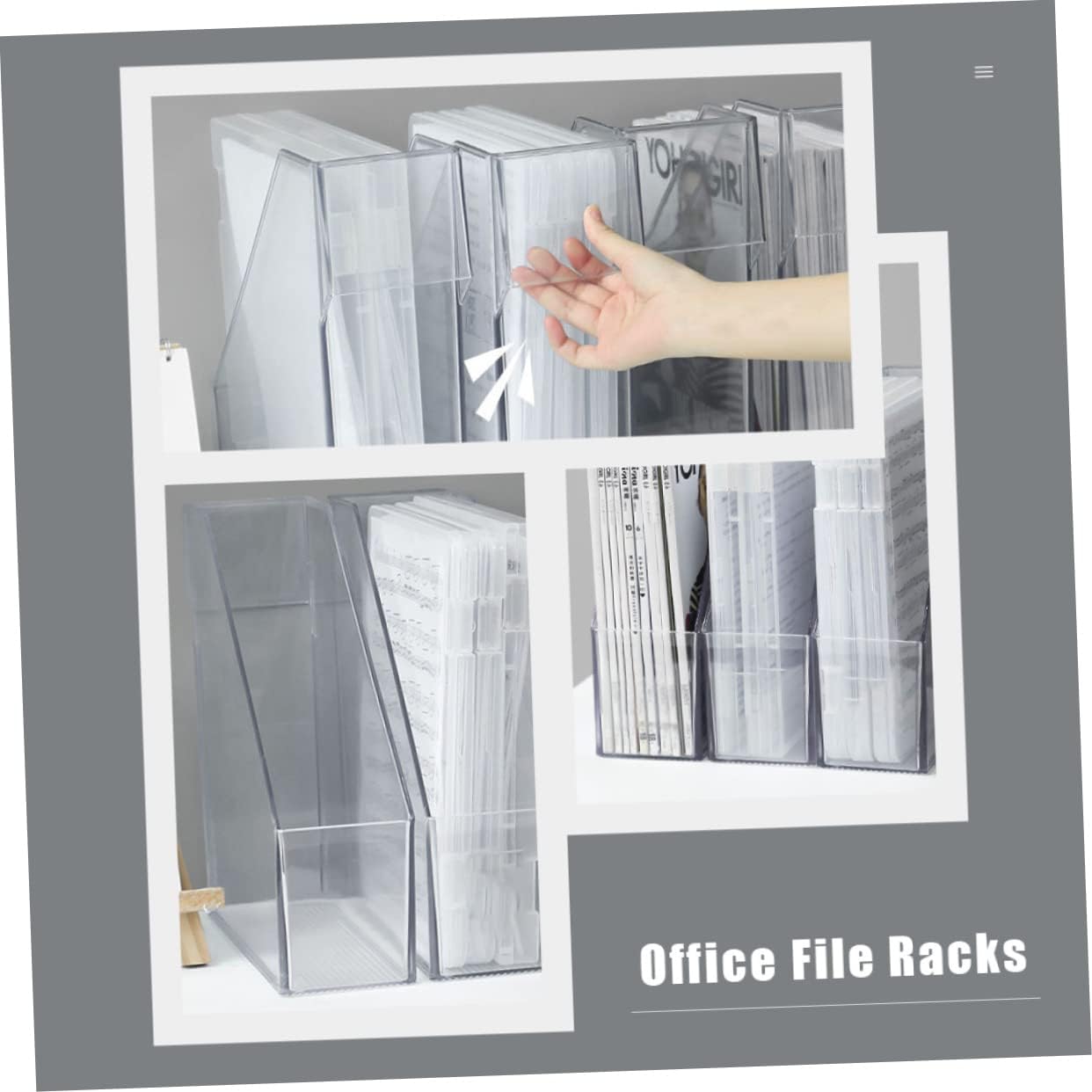 1set Transparent File Storage Rack Office Document Organizer for Desk Simple Design for Classified Storage Books and Magazines