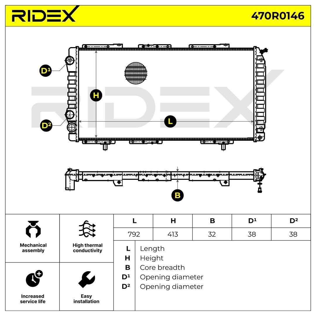 RIDEX 470R0146 Radiatore motore Compatibilità con FIAT DUCATO Pianale piatto/Telaio 230