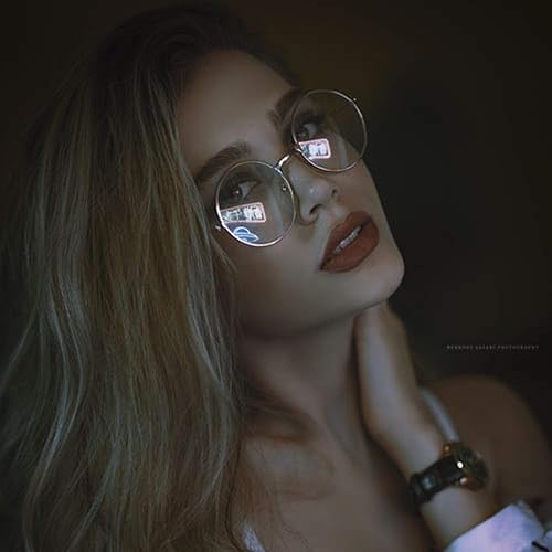 Miniatura 9 de EYLRIM Gafas redondas con bloqueo de luz azul para mujeres y hombres, lentes transparentes con marco de metal, sin receta