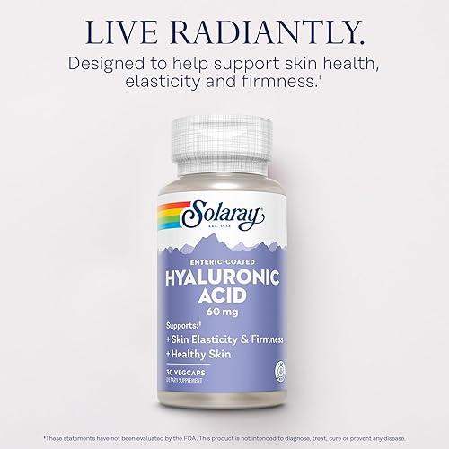 Miniatura 3 de SOLARAY Ácido hialurónico Triple Fuerza, elasticidad y firmeza de la piel, además de vitamina C, verificado en laboratorio, garantía de devolución