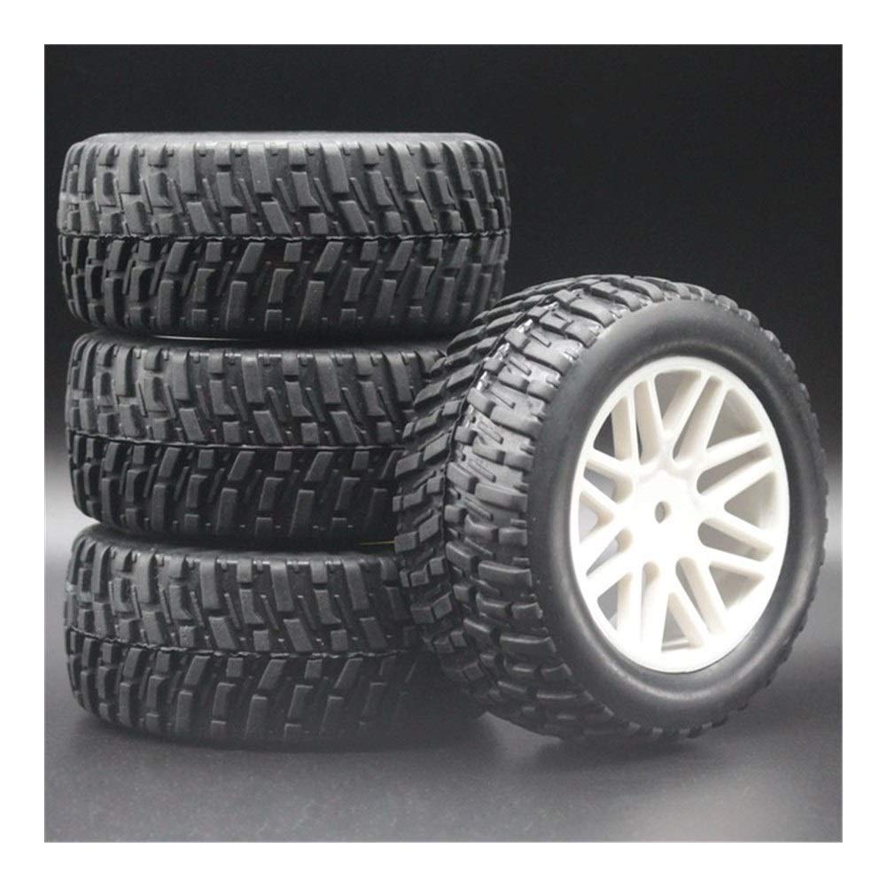 4szt 1/10 RC Model 4WD Sport Pull Rally Car Felgi i opony średnica 95mm, szerokość 37mm dla HSP HIMOTO REDCAT 2.2 "opony 608-7007 części zamienne (kolor: żółty) (Color : White)