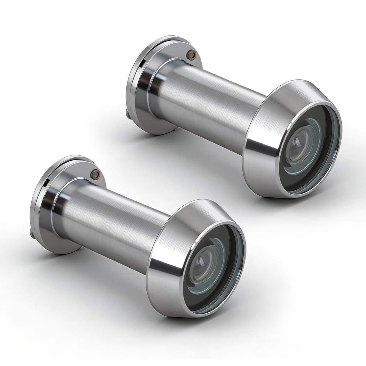 GANZTECH 2 Pcs UL Listed Chromed 35-60mm(Length),14mm(Pipe Diameter),Solid Brass 200 Degree Integrated Rear Cover, Fireproof Lens,Suitable for Various Doors.