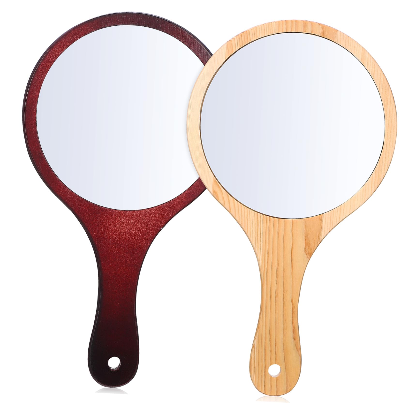 Miroir de maquillage portable bois lot de 2 accessoire beauté à main suspendre avec trou