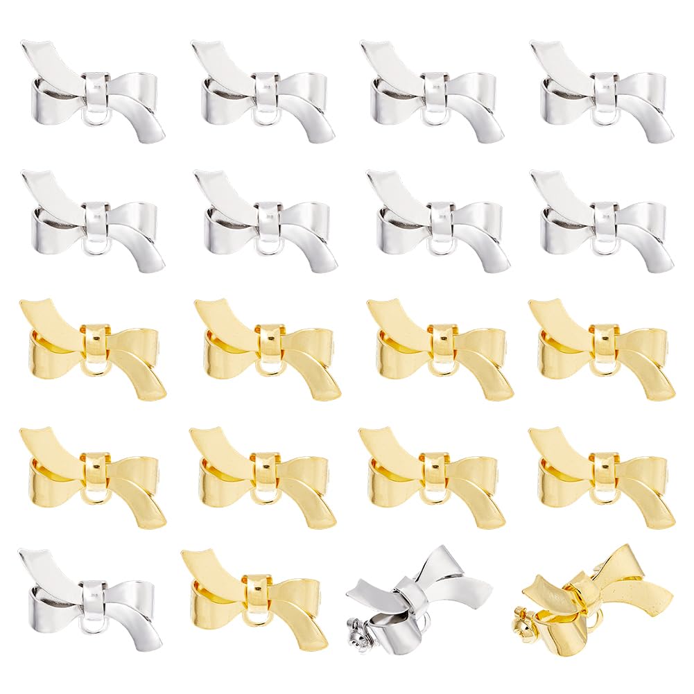 SUPERFINDINGS 20 piezas 2 estilos pequeño broche de lazo con imperdible en platino y latón dorado broche pajarita broche pajarita para traje chaqueta abrigo ropa mujer accesorios