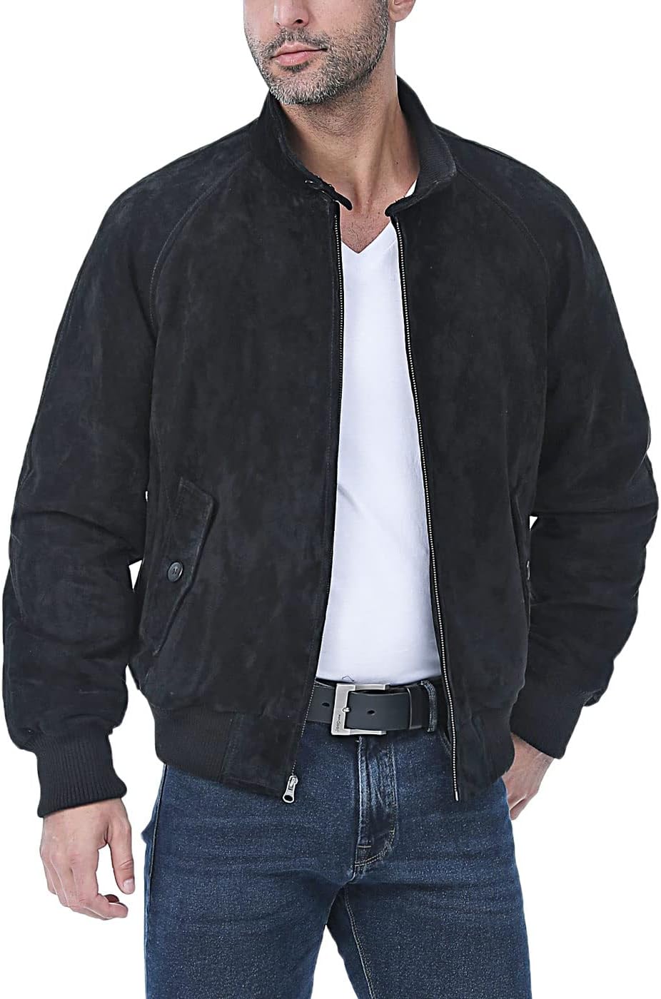 Landing Leathers Men WWII Leather Bomber Jacket with Removable Liner (Also available in Big & Tall)