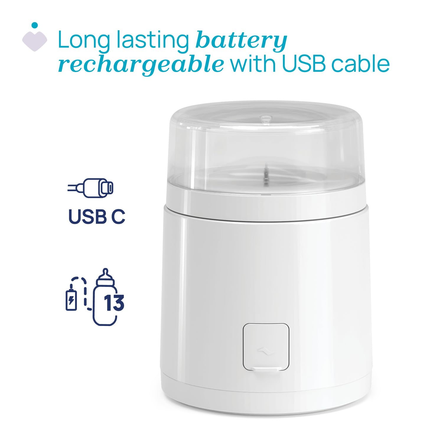 Chicco Chauffe-biberon Portable Multifonction avec Stérilisateur, Chauffage Rapide du Lait et Stérilisation des Sucettes, Batterie USB-C, avec 7 Adaptateurs Inclus, Chicco et Autres, Sans Fil