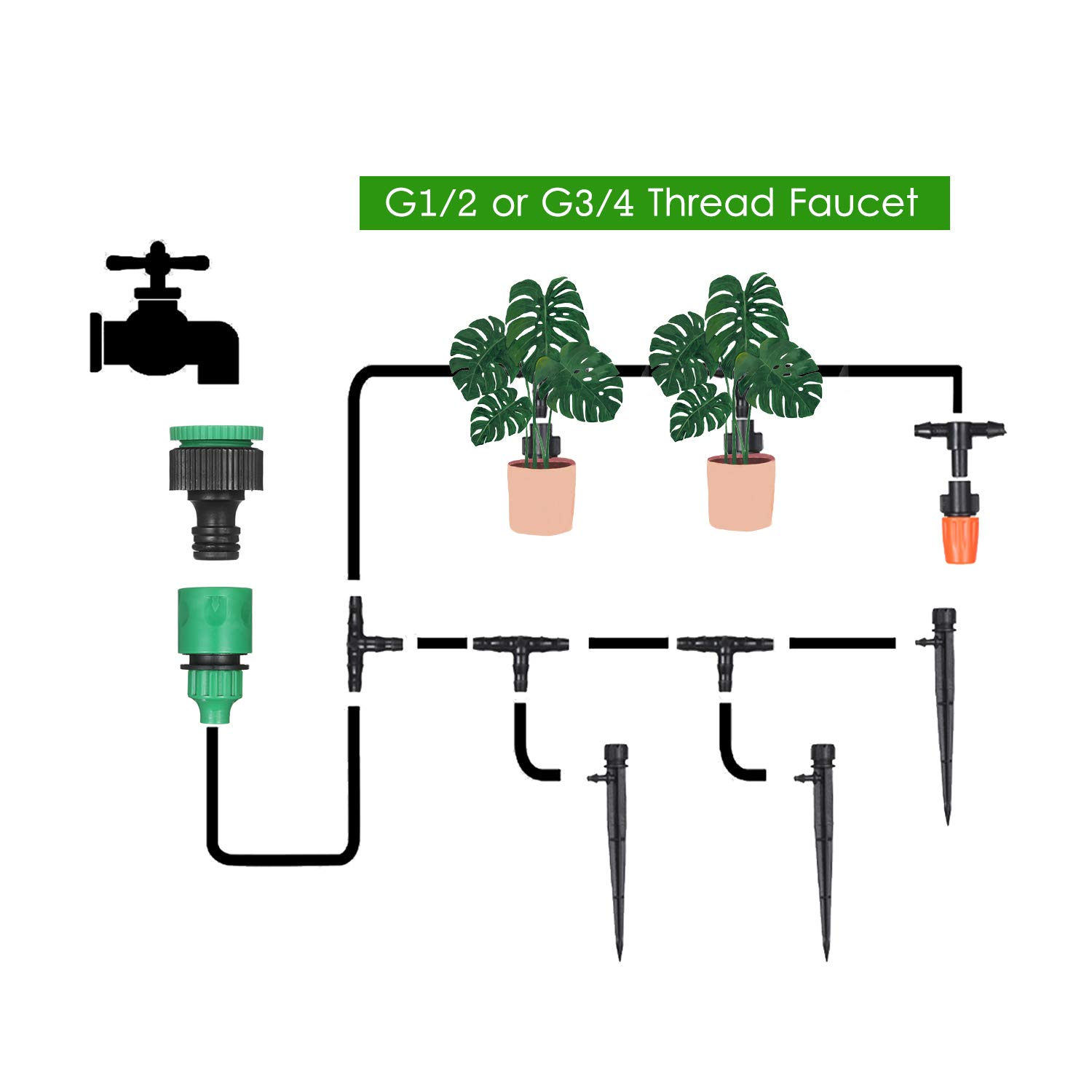 Kit di irrigazione a goccia fai da te con timer elettronico automatico ugelli nebulizzatori gocciolatori e tubi per giardino prato patio