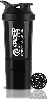 TRUE INDIAN Gym Shaker Bottle with Storage Compartment and Blender Ball|Protein Shaker 500 ml Shaker (Black) Price In India