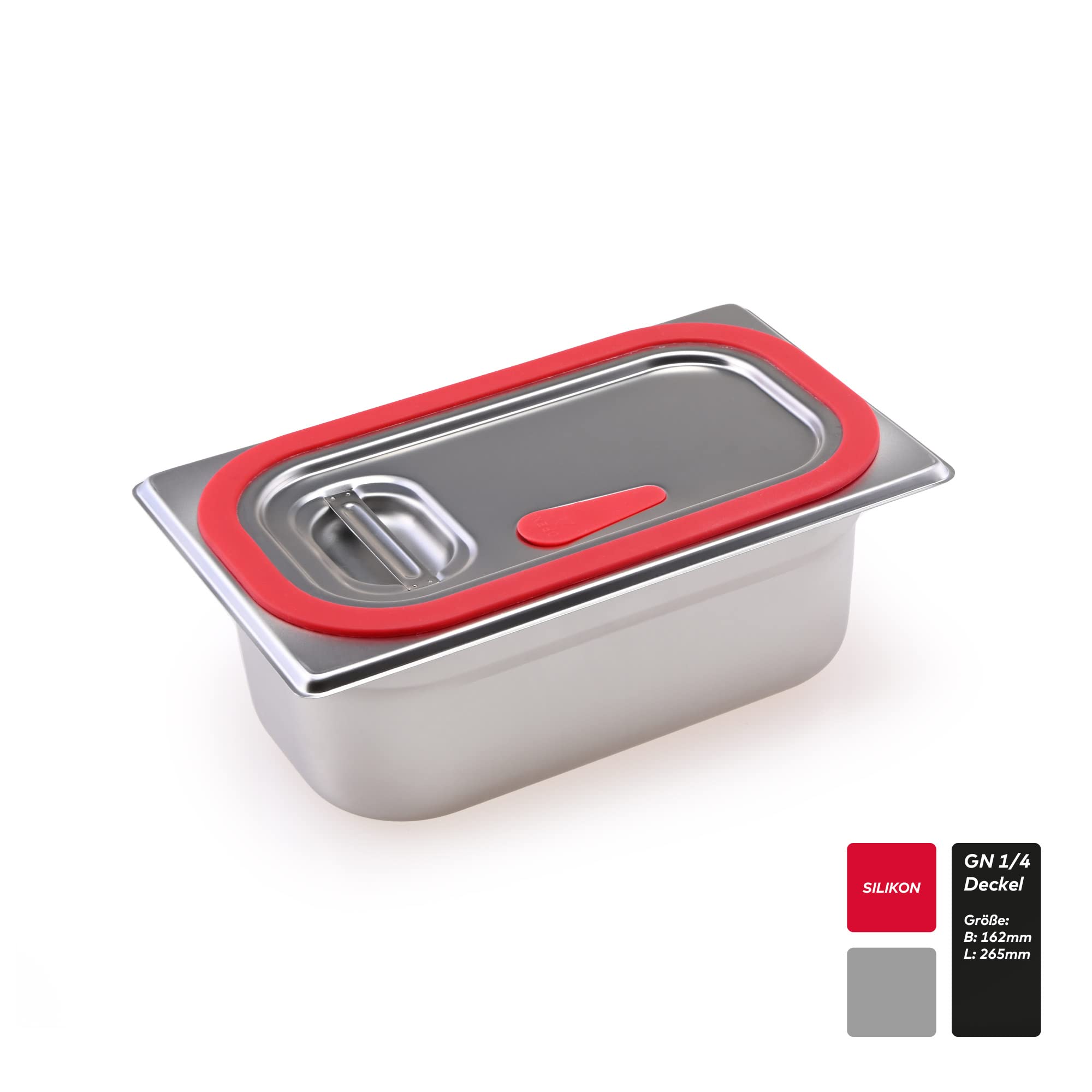 GN Behälter Gastronorm 1/4 Edelstahl Silikon Deckel