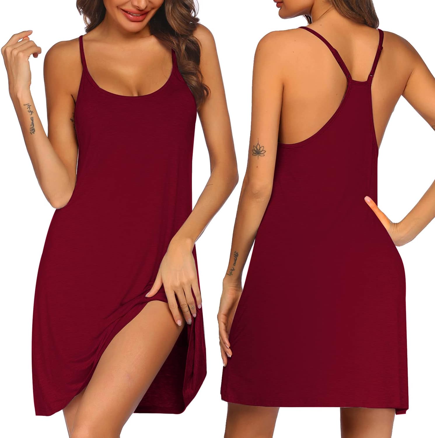 Ekouaer Women's Racerback Sleeveless Nightgown