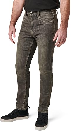 5.11 Tactical Mens Defender-Flex Slim Jeans, Fitted Waistband, 7 Pockets, Style 74465, Concrete Wash, 38W x 36L