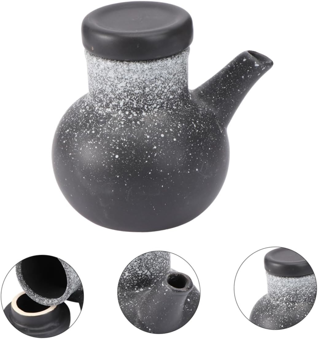1pc Ceramic Seasoning Kettle for Sauce and Vinegar Storage Stylish Home Kitchen Condiment Pot Capacity for Cooking and Decorating