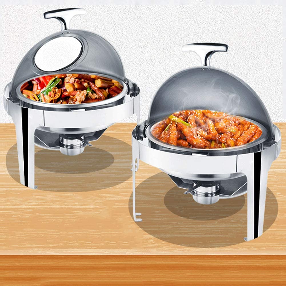 Scaldavivande per Feste, Buffet, Ristoranti di Hotel, Mantiene Il Cibo Caldo E Riscaldato, con Coperchio in Vetro Visibile E Maniglia Antiscottatura, Riscaldamento Ad al,B