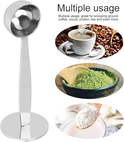 Miniatura 4 de Coffer Tamper - Cuchara de acero inoxidable 2 en 1, cuchara de café multifuncional, cuchara medidora para expreso, cuchara medidora para recoger y