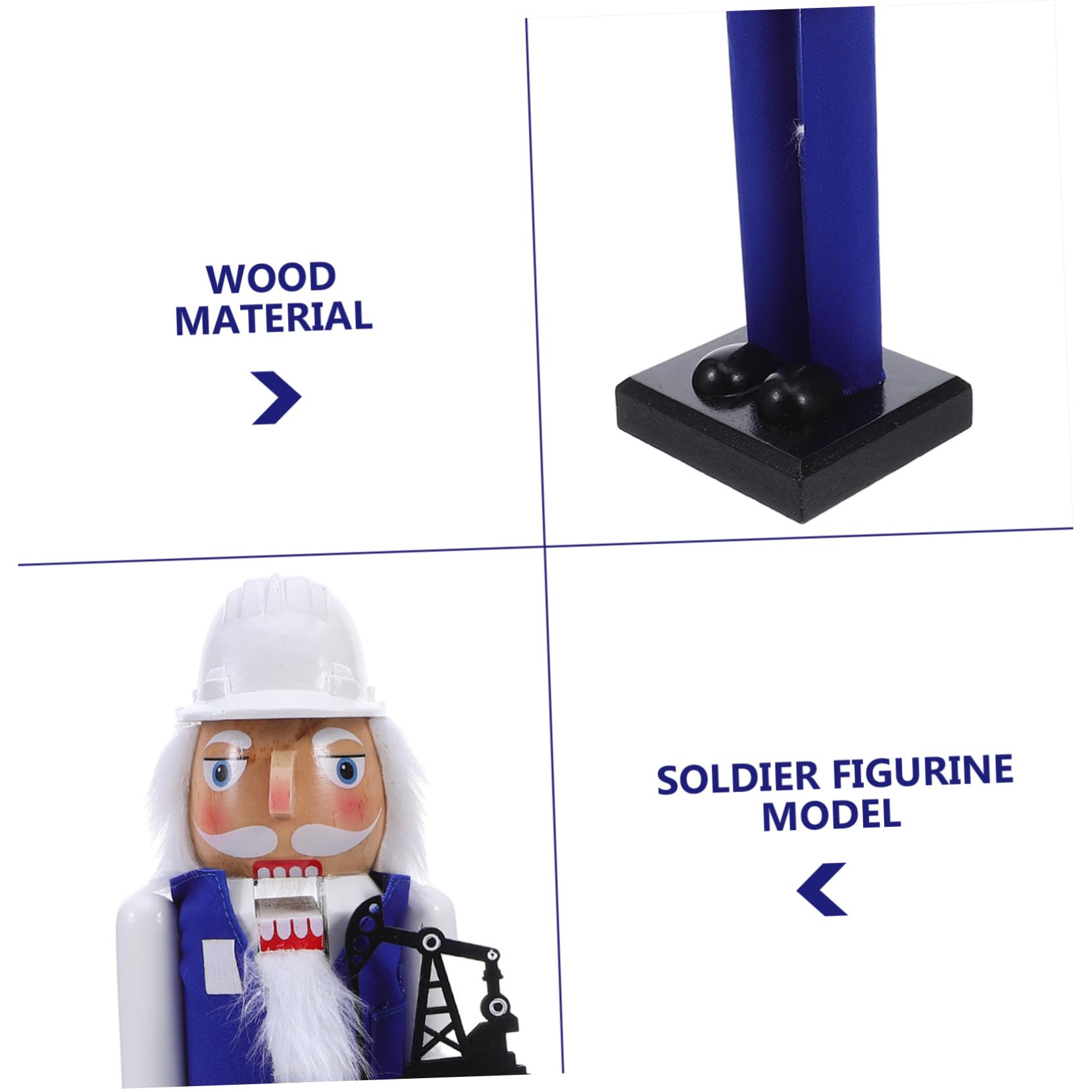 Gatuida Decorazione Ingegnere Schiaccianoci in Legno Blu Pupazzo Soldato Natalizio Statua da Tavolo per Festa di Natale Decorazione da Scrivania Robusto e Stabile
