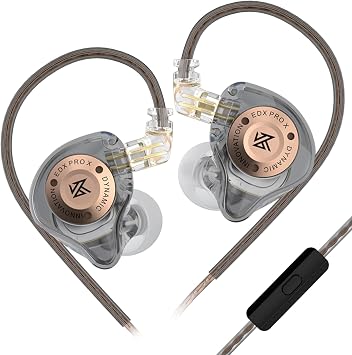 KZ EDX PRO X in Ear Monitor Earbuds, IEM Earphones Headphone with Single Super-Linear Dynamic Drive, 0.75mm 2Pin Cable for Audiophile Video Music ChurchGray with Mic