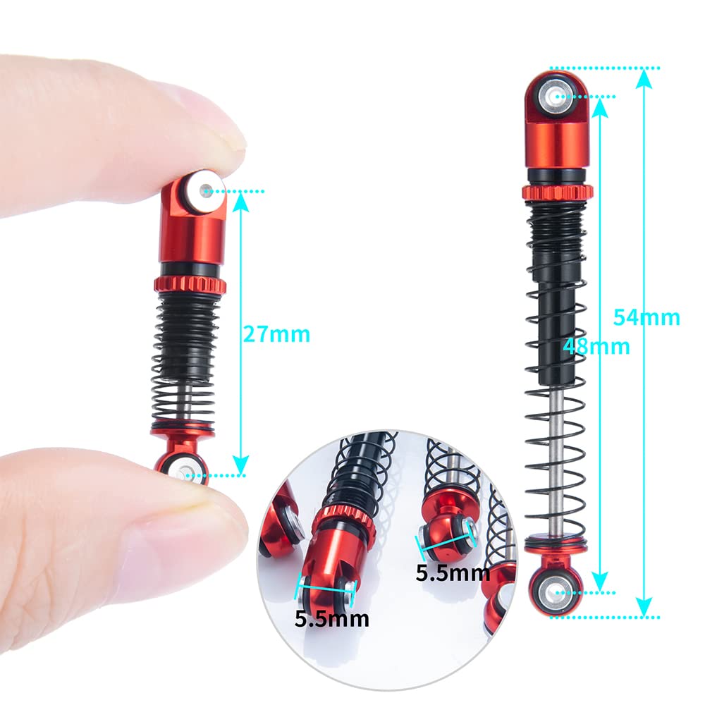 ZuoLan 1/24 RC Car Shocks 48mm Adjustable Absorber Damper for 1/24 Axial SCX24 AXI90081 Deadbolt AXI00001/AXI00006 RC Crawler Car Upgrades (Red) - Image 2