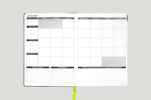 Miniatura 7 de Passion Planner Agenda semanal anual 2023 orientada a los objetivos del domingo calendario de citas tapa dura del diario de reflexión pequeño 58 x