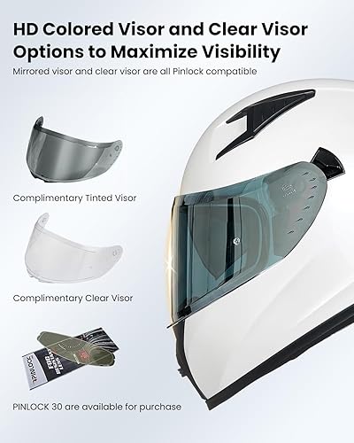 Miniatura 4 de ILM - Casco completo de motocicleta con Pinlock compatible con viseras y aletas transparentes y tintadas, casco para Street Bike y Motocross,
