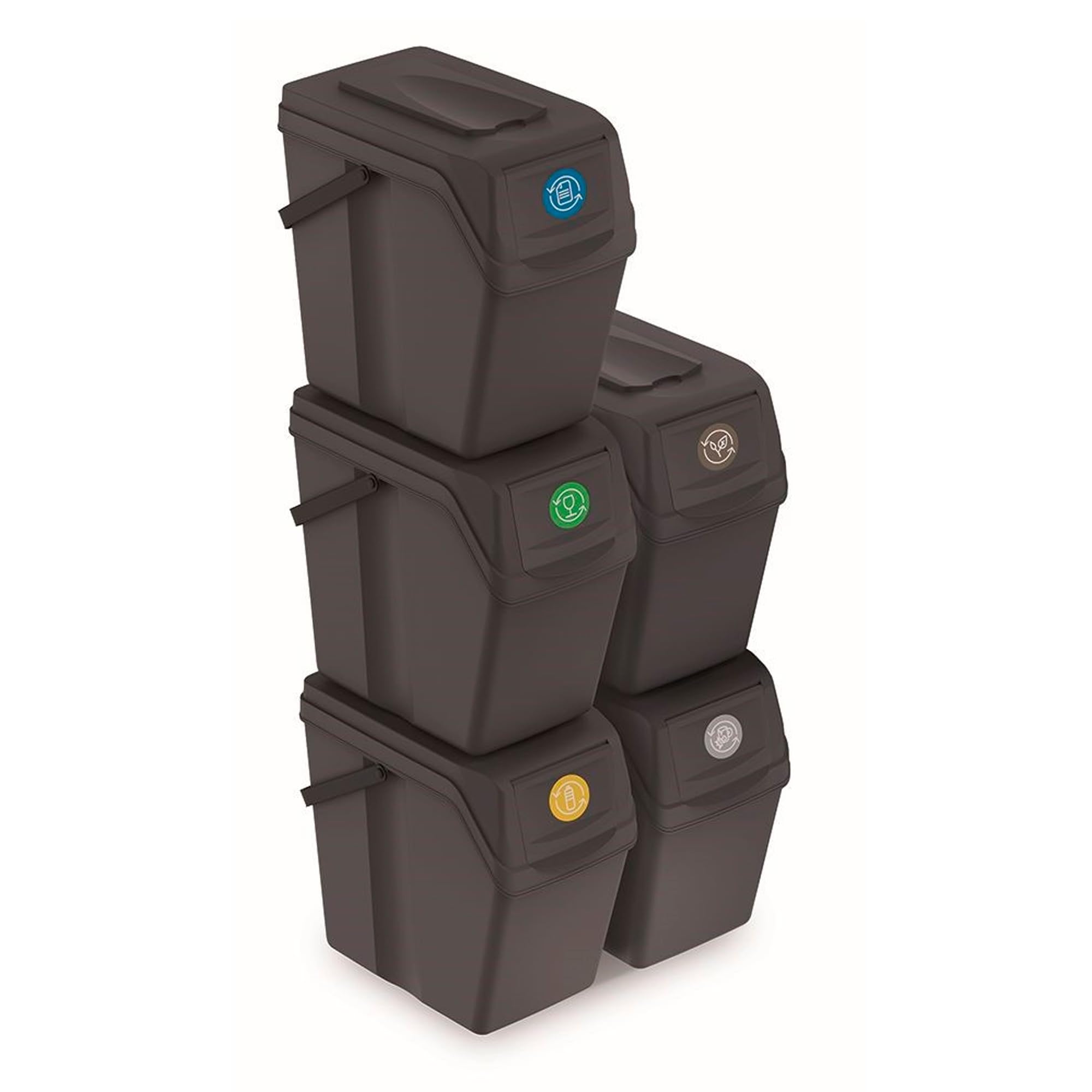 Juego de 5 cubos de reciclaje 125 l Prosperplast sortibox de plastico en color antracytowy