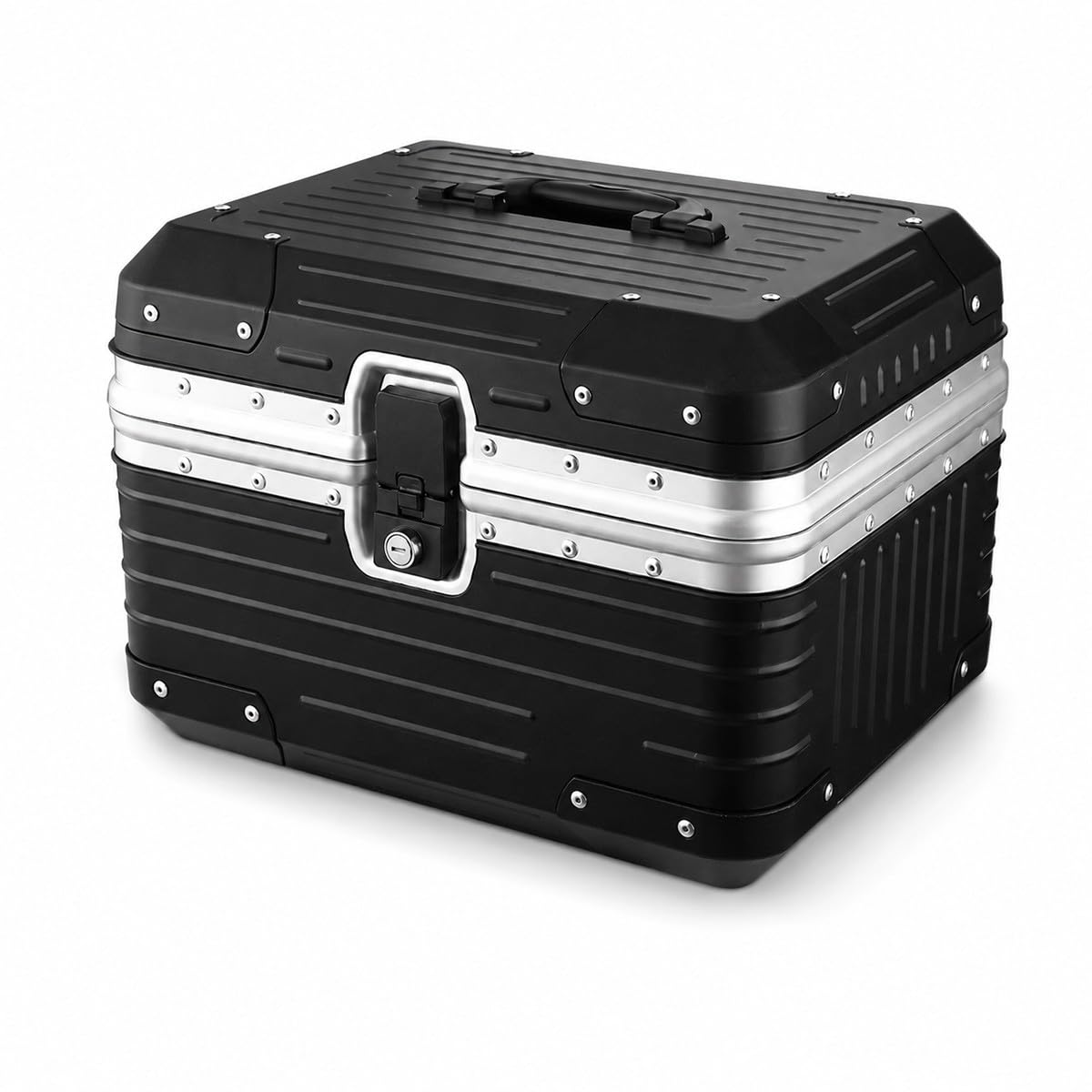 Baannaww Motorcycle Top Box 42x33x31cm ABS Rear Storage Case with Key Lock Mounting Plate Padded Liner Universal Luggage Trunk for Scooter E Bike Commuting Touring Daily Travel Routes Rides