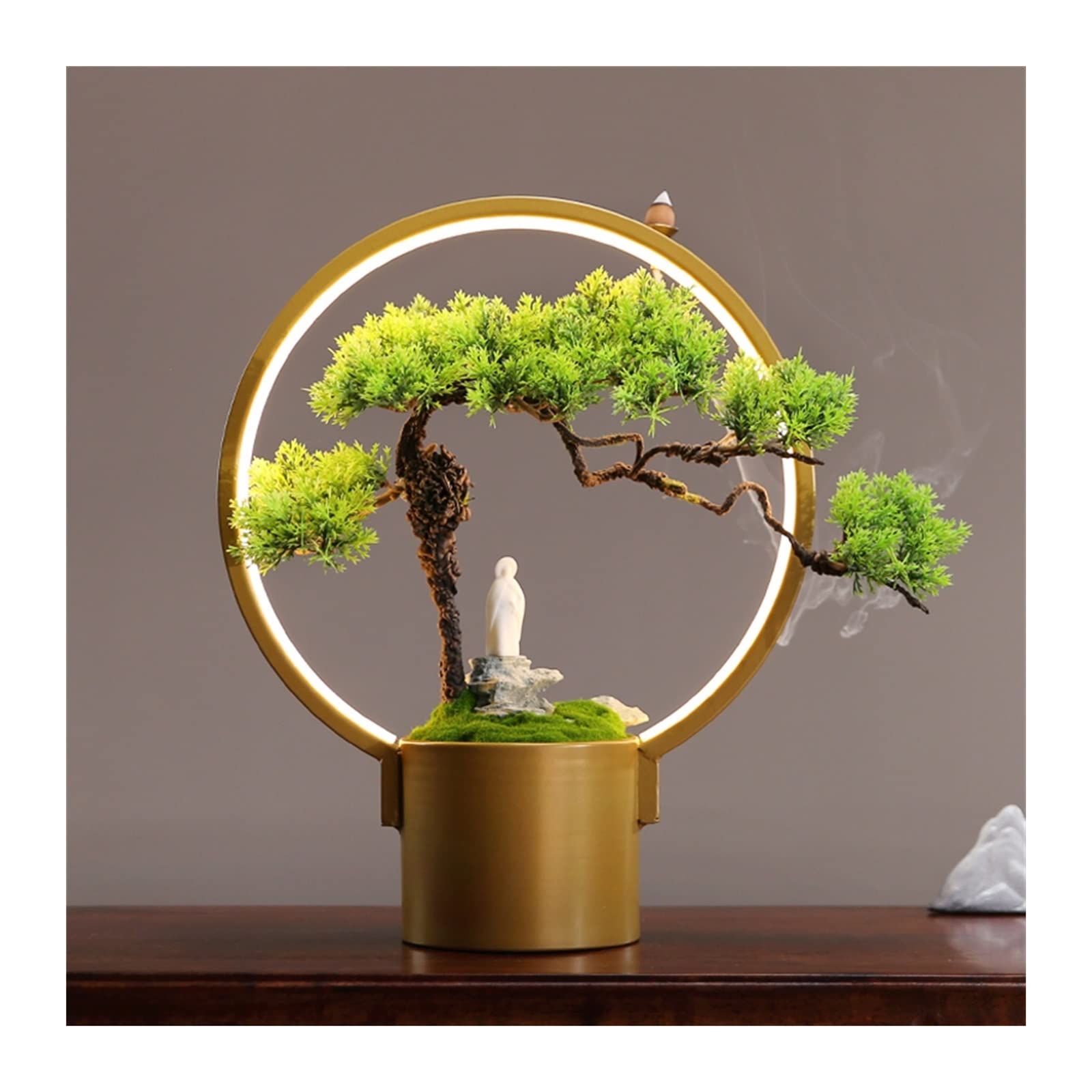 HCZKIUJY Artificial Bonsai Tree Indoor Artificial Bonsai Tree - Zen Fake Plant in Pot Artificial Plants,Japanese Pine Bonsai Plant for Home Decoration,Office/Windowsill/Yard Fake Plant Decoration (B)