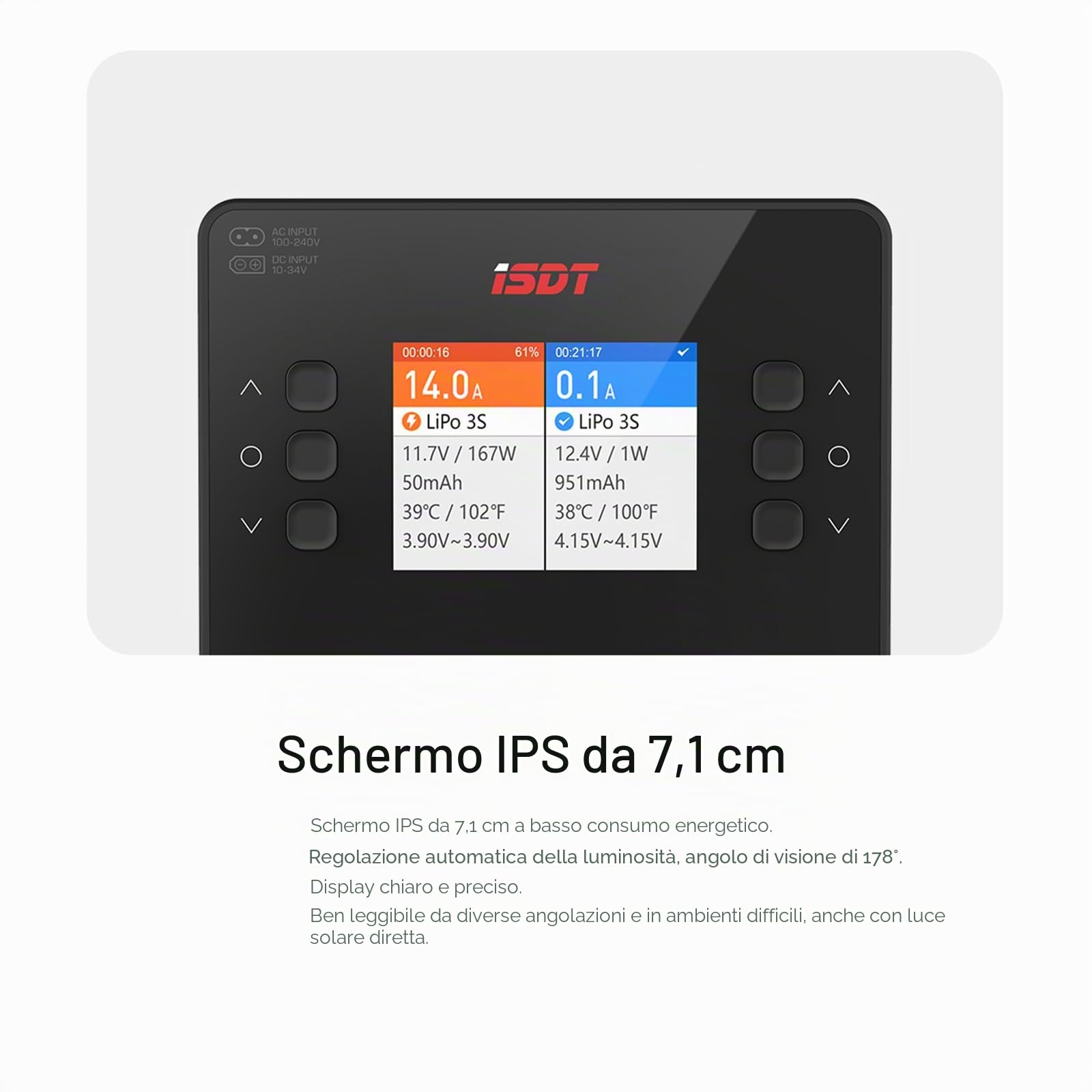ISDT K2 Air Bluetooth Lipo Caricatore AC 200 W DC 500 W x 2 20 A Smart Balance Scaricatore/caricatore rapido a due canali per batterie Life/Lilon/LiPo/LiHv 1-6S, Pb 1-12S, NiMH/Cd 1-16S