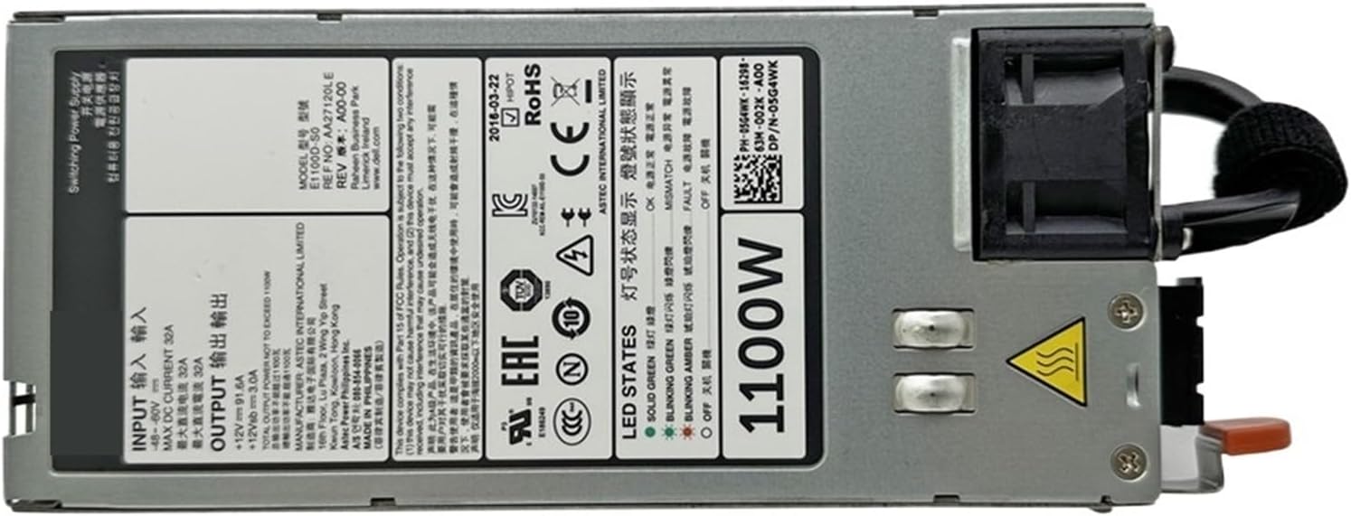 1pc for Server Power Supply for R920 R820 1100W E1100D-S0 AA27120L E 5G4WK 05G4WK Y1MGX 02RN7 06RYJ9