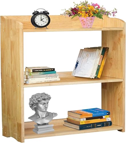 Natural Wood Bookshelf, 3 Tier Bookcase, Freestanding Display Storage Shelves Open Bookshelf for Bedroom, Living Room and Office (Natural, 3 Tier
