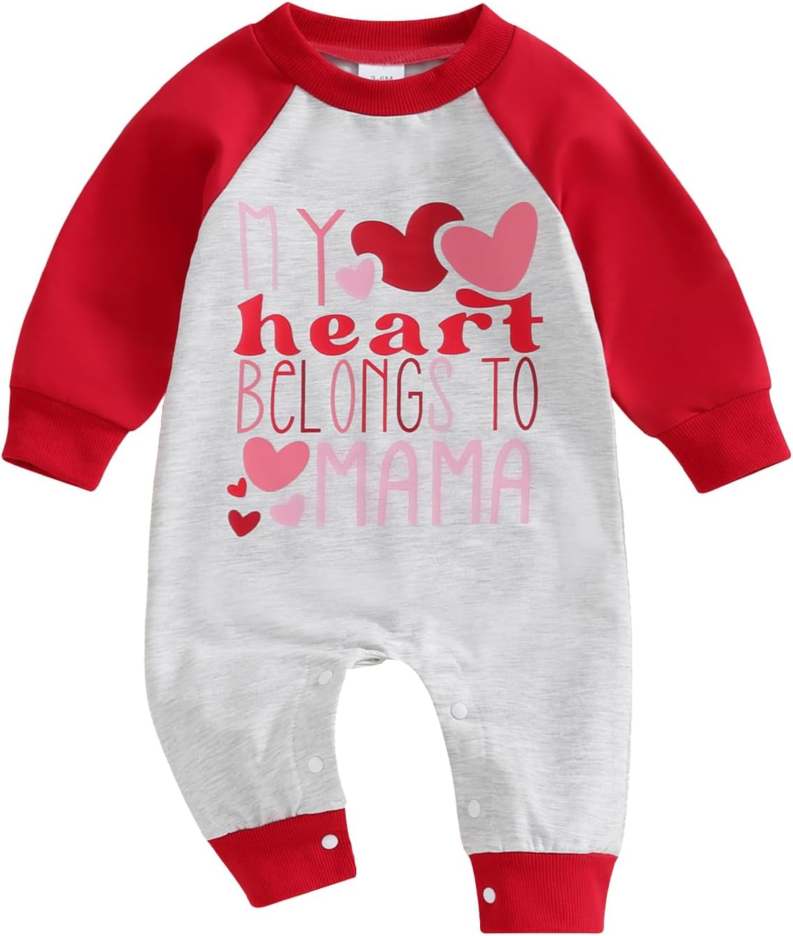 Dcohmch Baby Boy Girl Valentine 's Day Outfits My Heart Belongs to Mama Printed Jumpsuit Onesie Newborn Spring Clothes