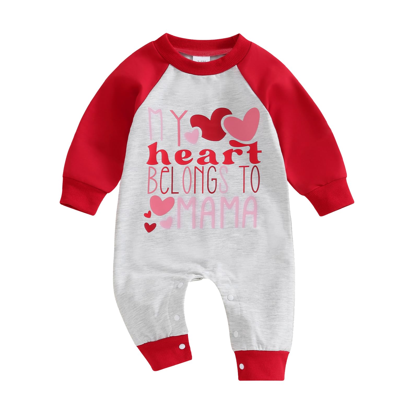 Dcohmch Baby Boy Girl Valentine 's Day Outfits My Heart Belongs to Mama Printed Jumpsuit Onesie Newborn Spring Clothes