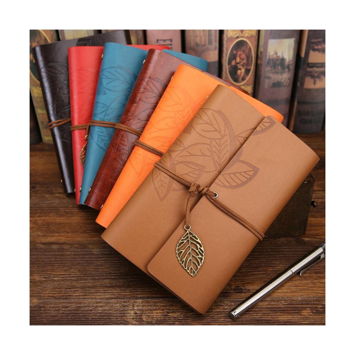 Notatniki, notatniki Notatnik retro pamiętnik notatnik literatura Pu skórzany zeszyt artykuły papiernicze prezenty podróżnik dziennik planiści gruby papier biurowy (Color : Coffee, Size : A7)