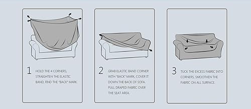 Miniatura 3 de Fancy Linen - Juego de funda para muebles de 3 piezas, elastano, incluye sofá, sofá y butaca y silla, color negro sólido