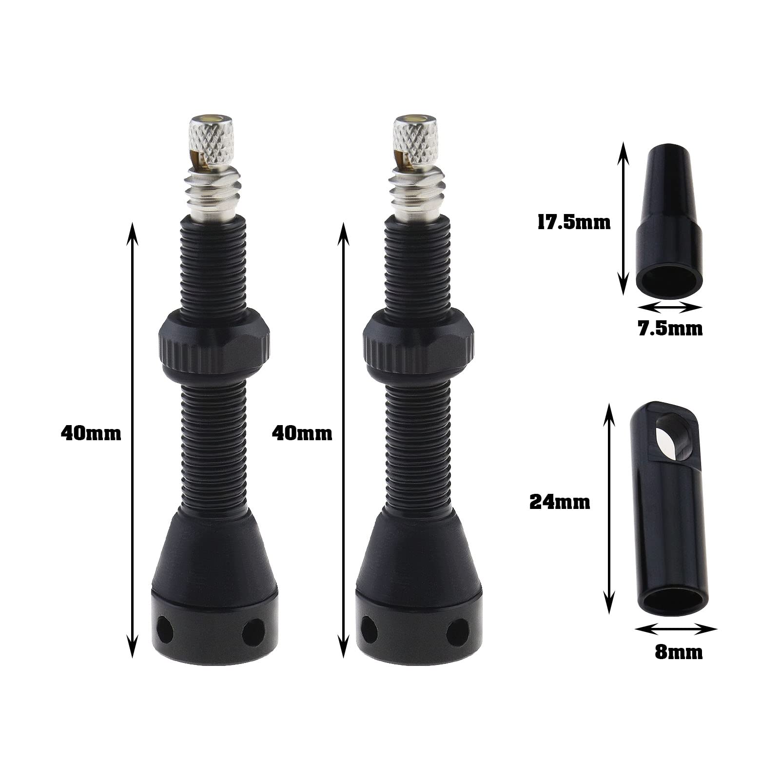 2 Valves Presta Sans Chambre à Air Vélo - Alliage Aluminium 40mm | Étanchéité Optimale Jantes Tubeless
