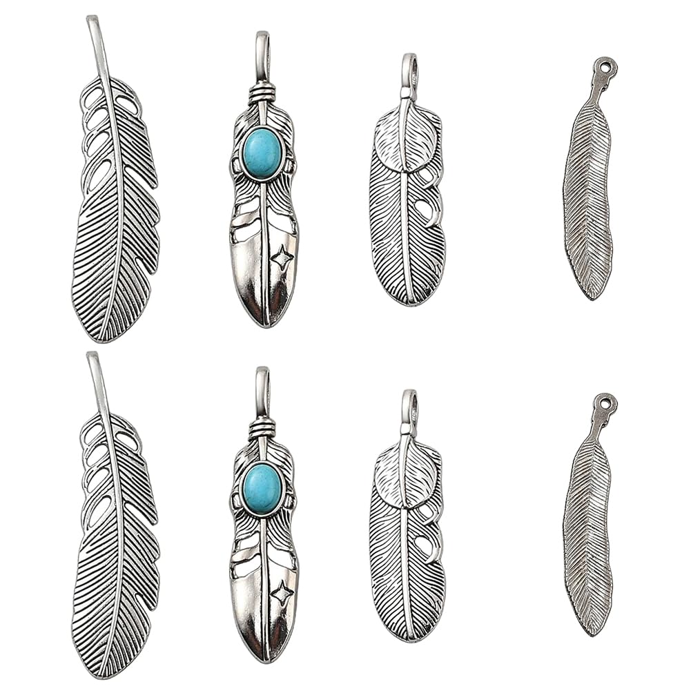 Amazon.com: GORGECRAFT 1 Box 8PCS Silver Golden Alloy Big Feather