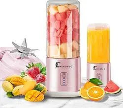 Liquidificador, Mixer e Batedeira! Copo de Vidro 400ML, 120W de Potência, 10 Lâminas Multiuso，Perfeito para Sucos, Vitaminas, Açaí e Vegetais (Rosa)