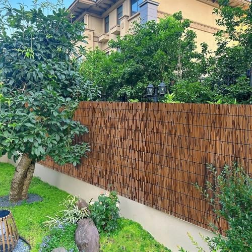 Rolka ogrodzeniowa, naturalna trzcina, ogrodzenie graniczne do rabat kwiatowych i ogrodów, trwałe ogrodzenie dekoracyjne na zewnątrz, łatwe w instalacji