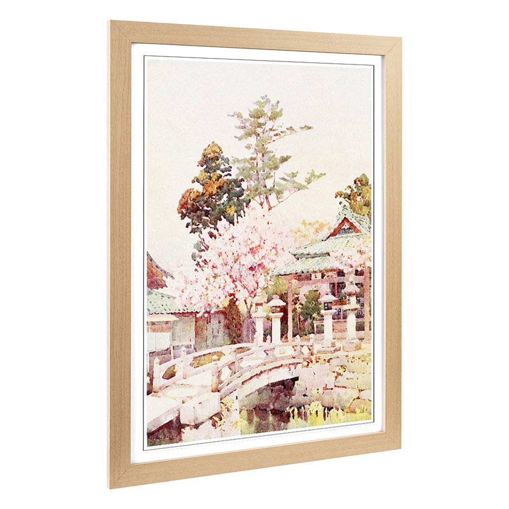 Big Box Art Framed Print of Ella Du Cane Japanese Oriental A Shrine at Kyomidzu Design | Wall Art Picture| Home Decor for Kitchen, Living Room, Bedroom, Office, Oak, A2 / 24.5x18 Inch / 62x45cm