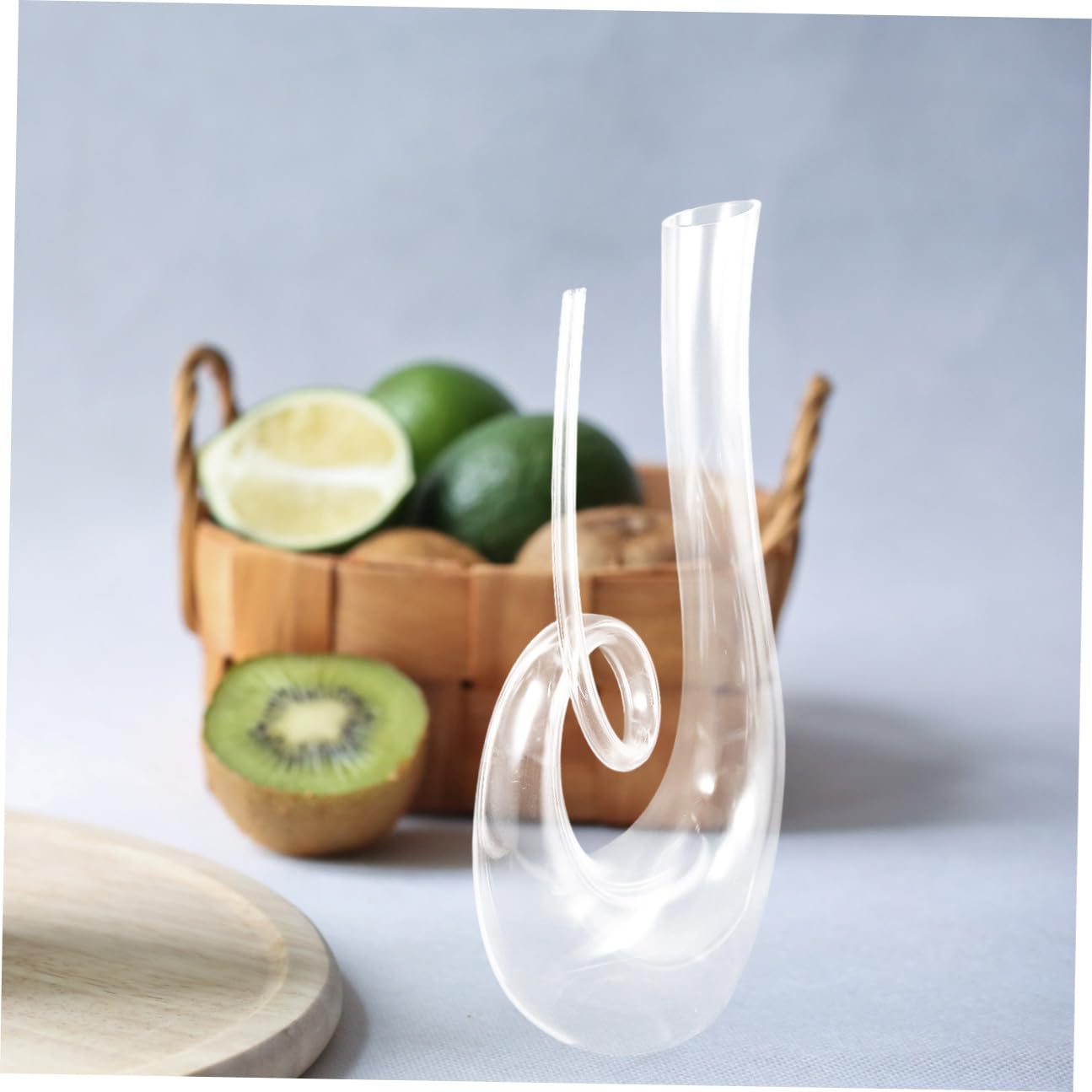 FOMIYES Decanter per Vino in Vetro Trasparente 1300ml Design Fondo Piatto Stabile Aeratore per Vino Rosso da Bar e Casa Caraffa Piccola e Creativa per Servizio e Regalo