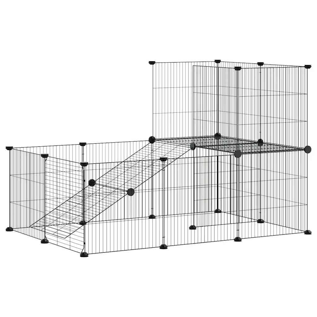 20-TLG. Haustierkäfig mit Tür Schwarz 35x35 cm Stahl,Tier- & Haustierbedarf,Haustierbedarf,Kleintierzubehör,Lebensräume & Gehege für Kleintiere,Schwarz,5.74 kg-3114061