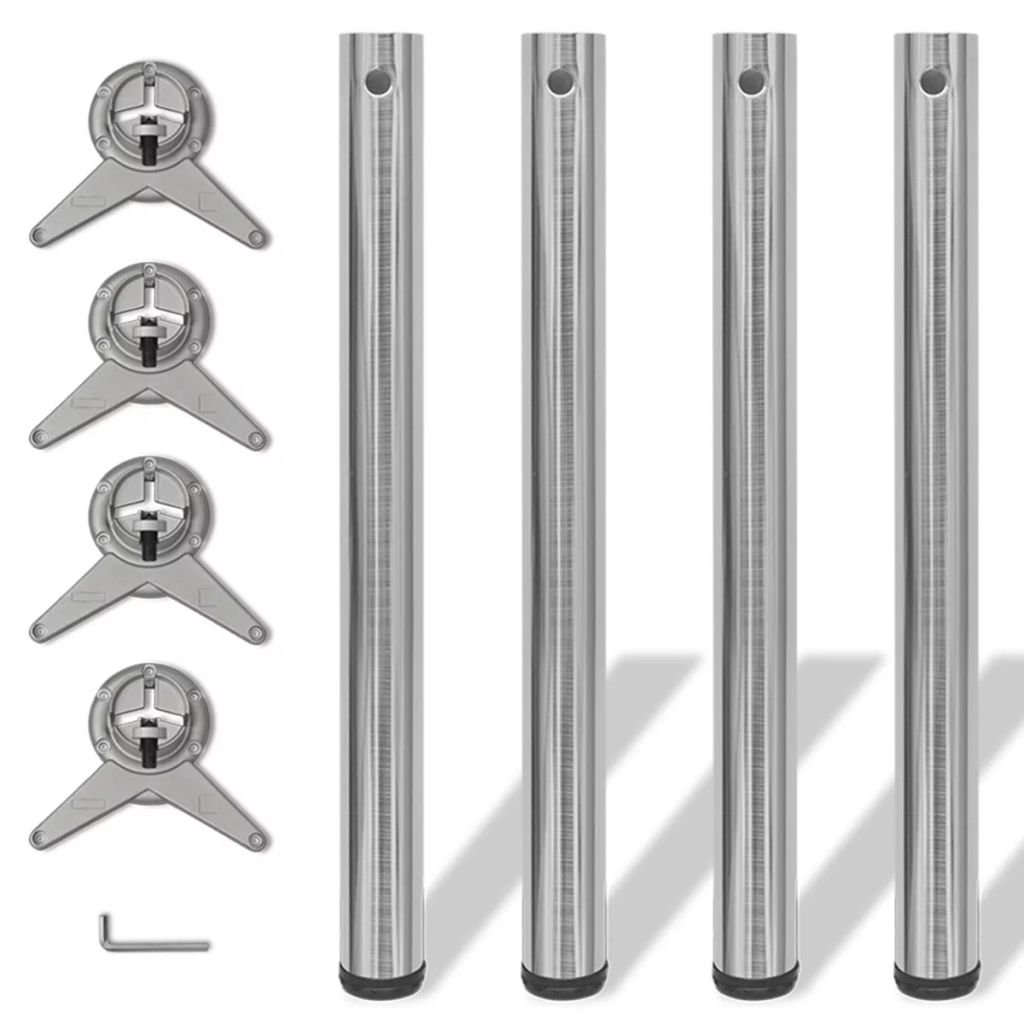4 Patas de Mesa Regulables en Altura, Patas Mesa, Patas Regulables, Patas Mesa Escritorio, Patas para Muebles, Pata Mesa Caravana, 710 mm (Color Níquel Pulido)