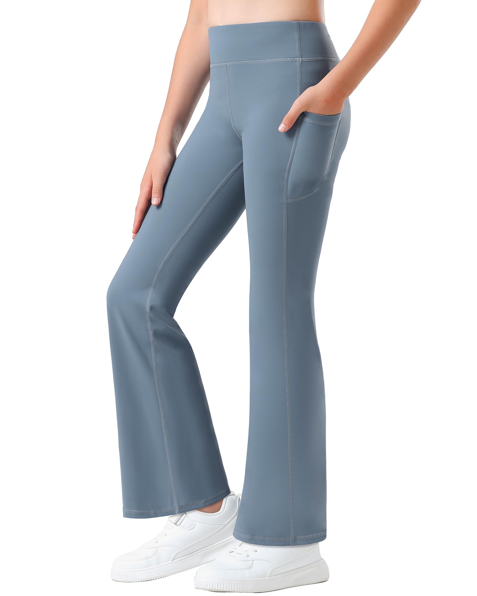 Stelle Girl's Flare Leggings with Pockets High Waisted Bootcut Yoga Pants Kids Dance Bell Bottoms Leggings