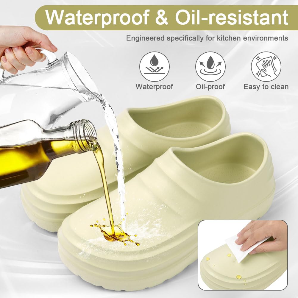 DiULi Chaussures de Cuisine Homme Femme, Sabots EVA Imperméables Antidérapants, Semelle Épaisse de 4 cm pour Chefs Infirmiers Jardinage