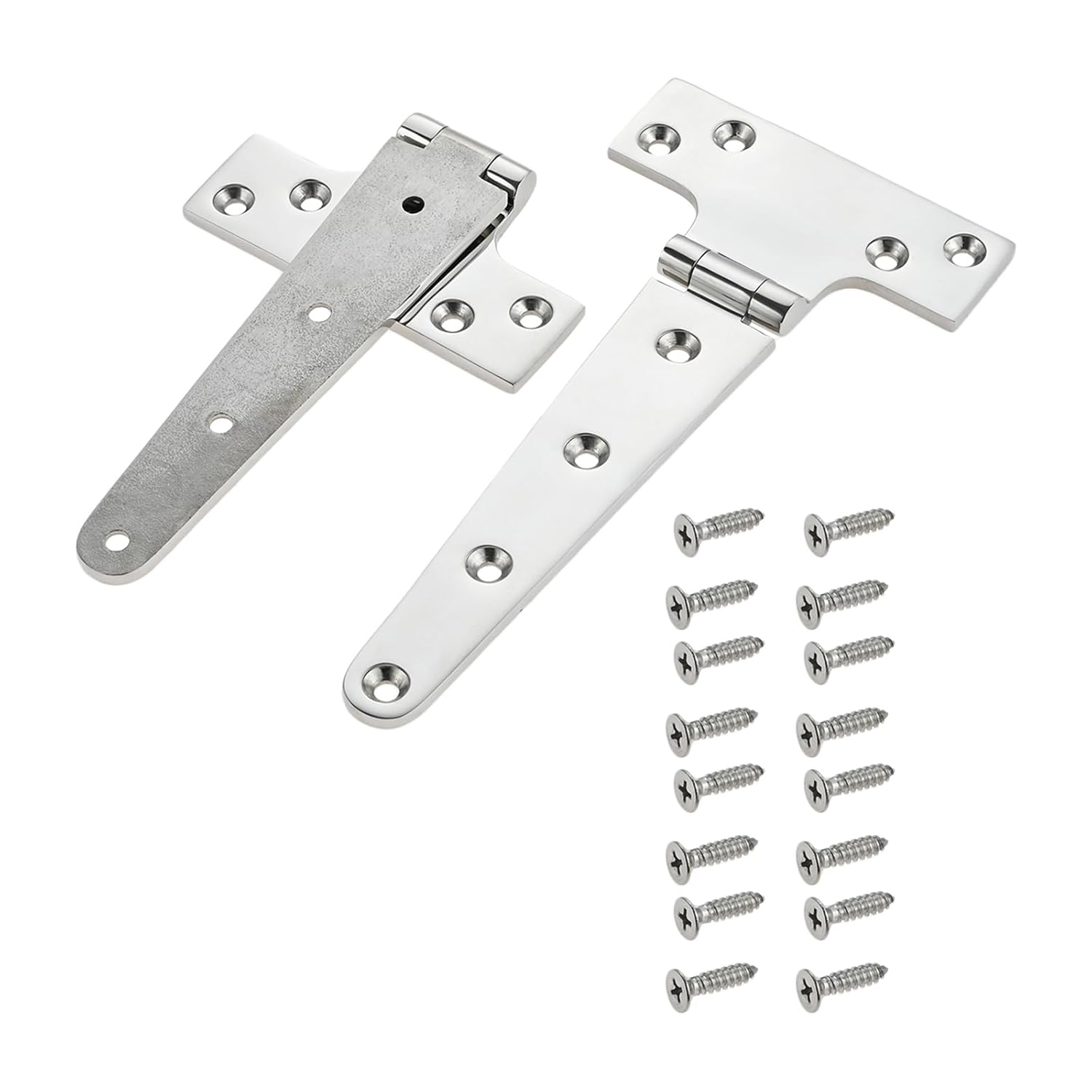 2/4Pcs T Marine Grade T Hinge with Screws Silver for Boat Automobile Durable Heavy Duty 316 Stainless Steel Accessories,Practical