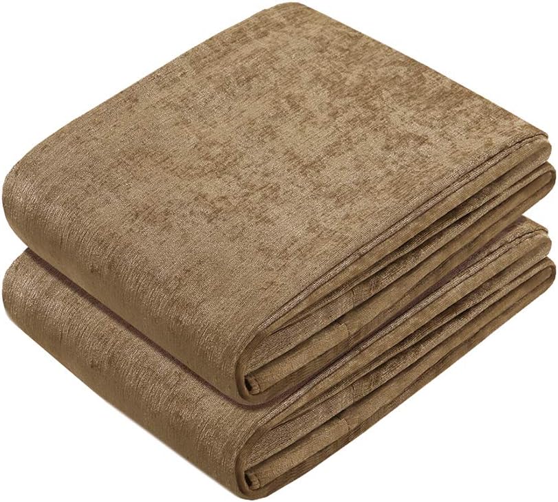 ELKCA Double-Sided Chenille Curtains for Living Room Modern Window Treatment for Bedroom Curtain,Grommet Top-2 Panels (Coffee, 52" W x 84" L)