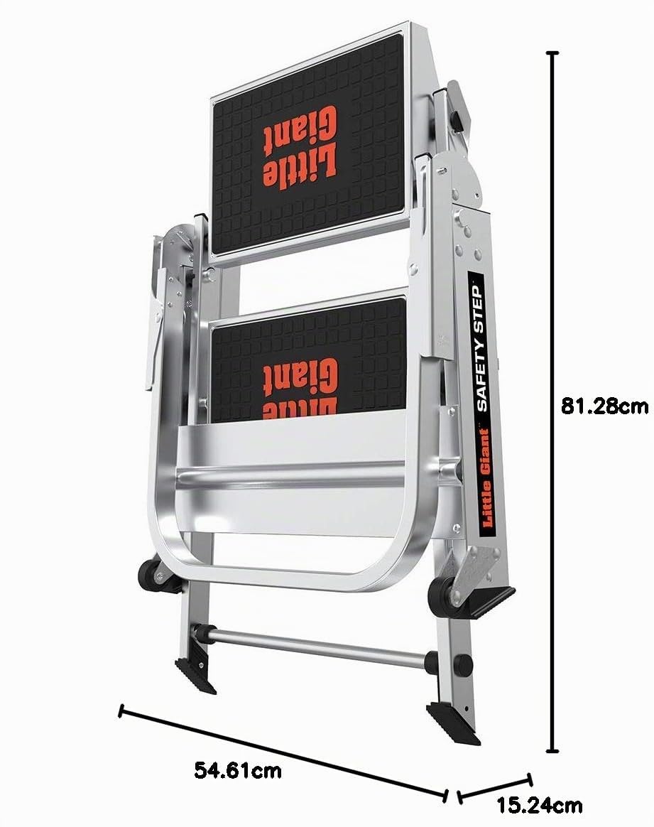 Little Giant Ladders, Safety Step, 2-Step, 2 foot, Step Stool, Aluminum, Type 1A, 300 lbs weight rating, (10210BA)