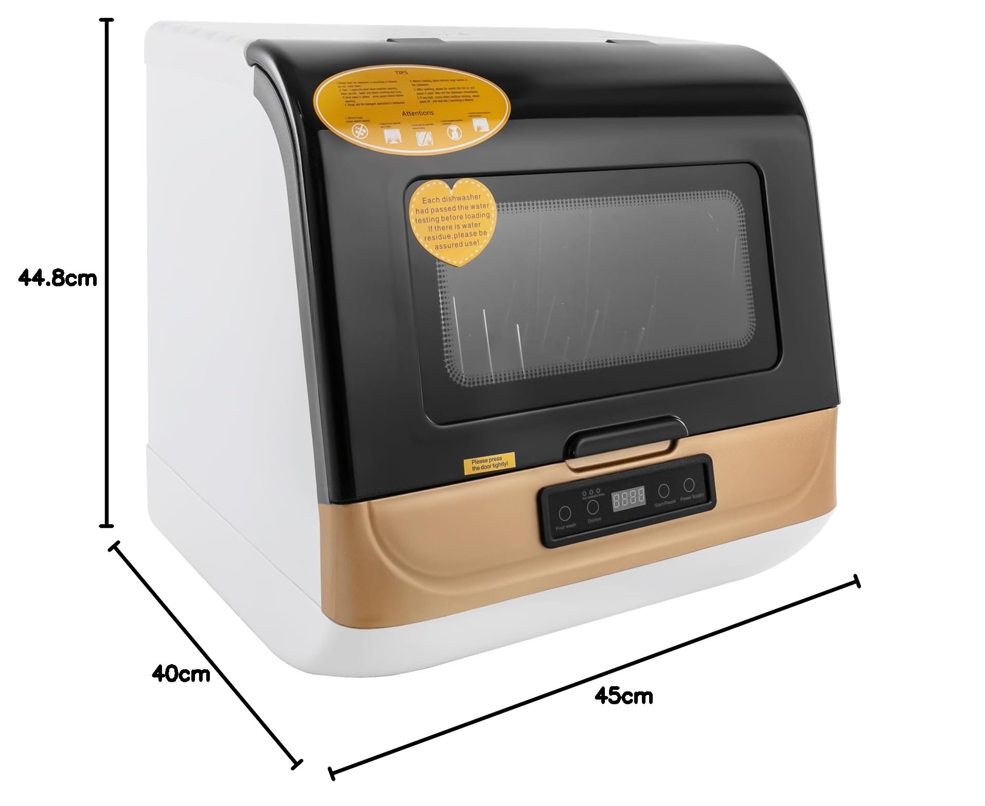 Gold - Lavastoviglie da tavolo moderna, mini lavastoviglie, con 360°, asciugatura, per appartamenti e caravan, 800 W
