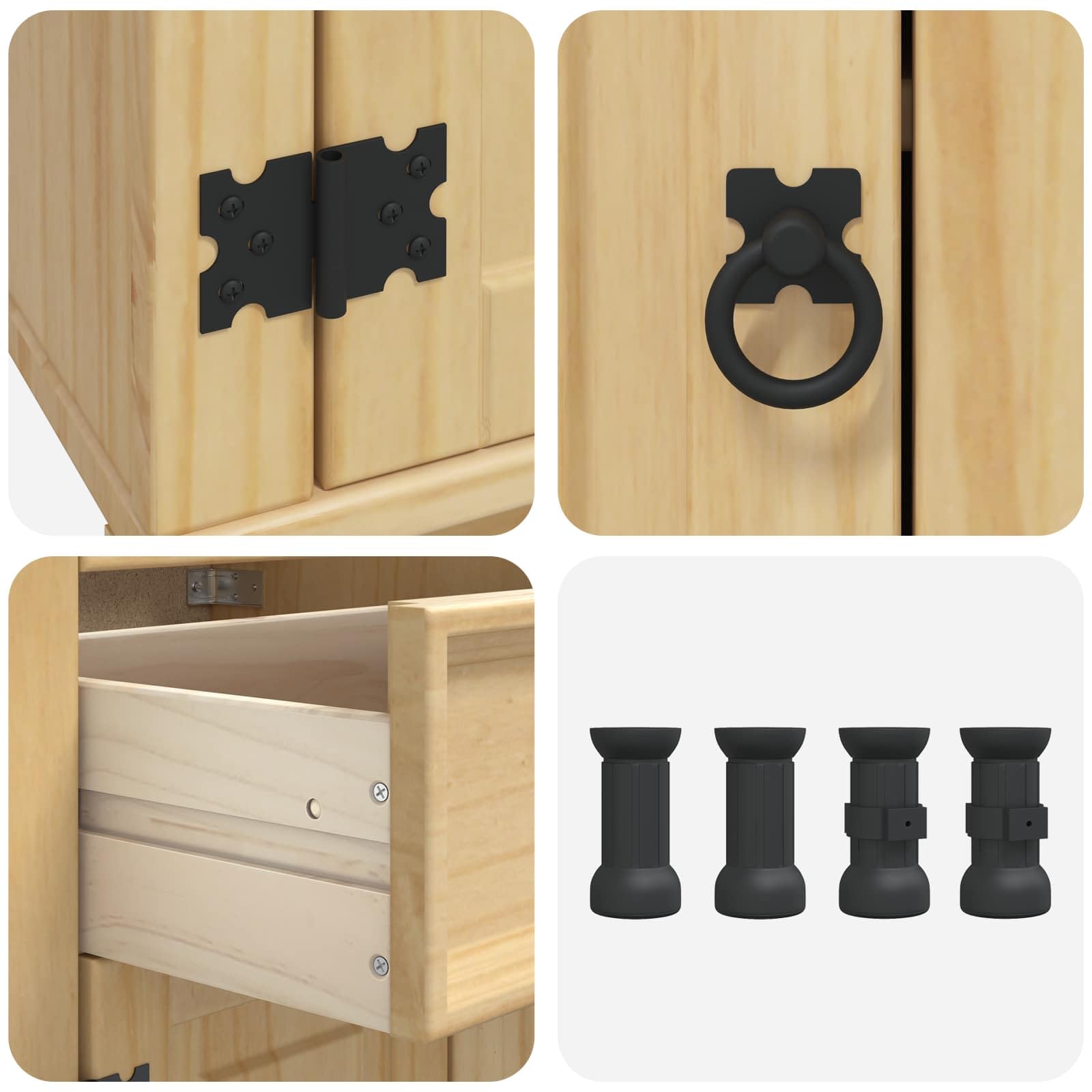 vidaXL Schrank SKI Honigbraun 80 x 46 x 81 cm Massives Kiefernholz, Wohnzimmer, rechteckiger Schrank, Moderne Aufbewahrung, Kiefernholz-Design, praktischer Buffet, schicker Essensorganizer