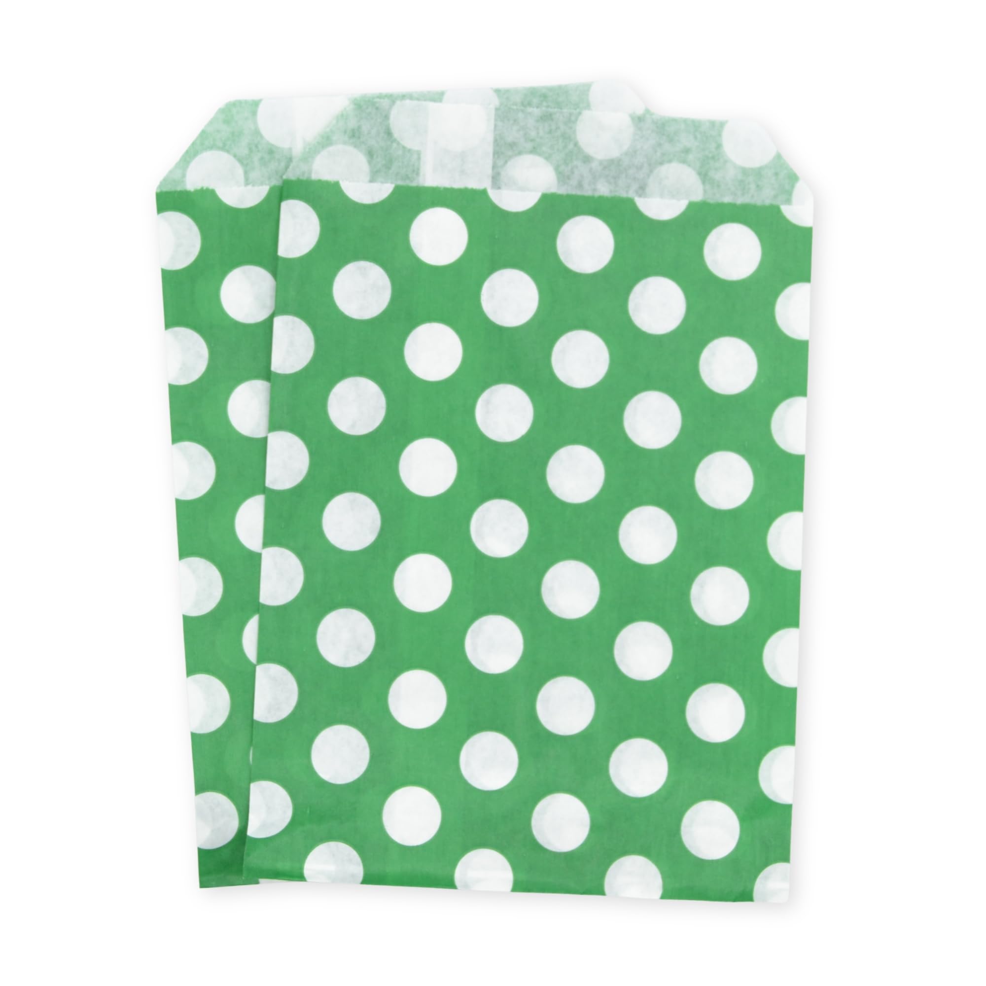 celloexpress 7" x 9" Green Polka Dot Paper Sweet Bags - Classic Confectionery Gift Shop Goodie Party Bags (Pack of 250)