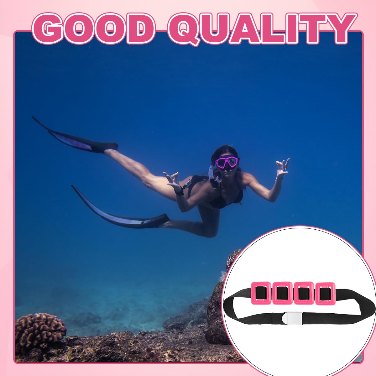 4 cinture per pesi da immersione, con blocco di peso rivestito in nylon, pesi da 0,5 kg, cintura per immersioni in apnea, cintura con fibbia in metallo per immersioni subacquee